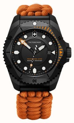 Victorinox Dive Pro Quartz (43mm) Black Dial / Orange Paracord Strap 242069.1