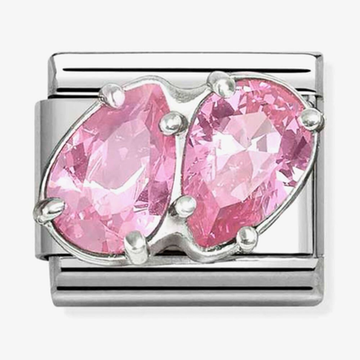 Nomination Classic Silver & Pink Zirconia Double Drop Charm 330329/10