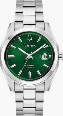 Bulova Men's Surveyor (38mm) Green Dial / Stainless Steel Bracelet 96B429