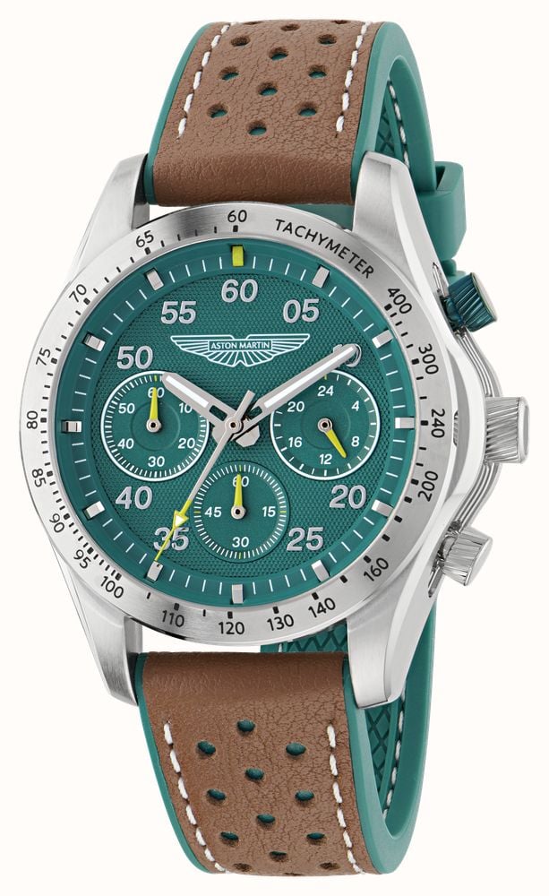Aston Martin Thrill SGT W Quartz Chronograph (42mm) Podium Green Dial / Tan & Podium Green Silicone Strap MTRS1F501 - alternate view 2
