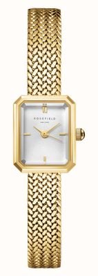 Rosefield Mini Octagon Gold (15mm) Silver Dial / Gold-Plated Stainless Steel Mesh Bracelet MWGMG-M01