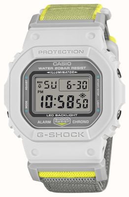 Casio G-Shock 5600 Series Alarm Chrono (42.8mm) Digital Display / Grey FIDLOCK® Band Watch DW-5600MNC-7A8ER