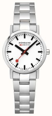 Mondaine Women's Classic (30mm) White Dial / Stainless Steel Bracelet A658.30323.11SBJ