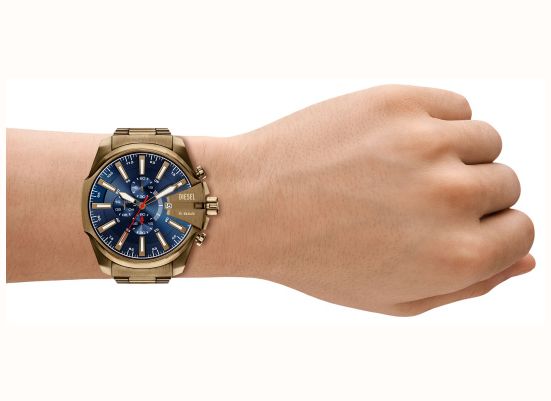Diesel Mega Chief Slim Gold Plated Bracelet Blue Dial DZ4736 - alternate view 4