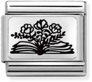 Nomination Classic PLATES Steel And Silver Sterling Silver Book Flowers Charm 330111/27
