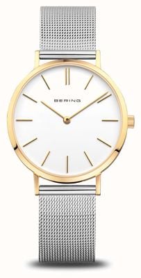 Bering Classic Quartz (34mm) White Dial / Stainless Steel Mesh Bracelet 14134-010