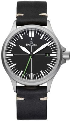 Damasko DS30 GREEN Three-Hand Automatic (39mm) Black Dial / Vintage Black Leather Strap DS30 GREEN VINTAGE BLACK LEATHER