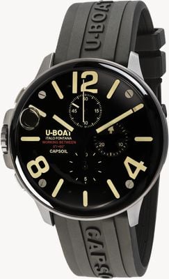U-Boat CAPSOIL 45 SS CHRONO/C Black Rubber Strap 8111/E