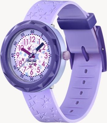 Flik Flak Children's Girls Purple GALOXOLOGY Themed Silicone Strap Quartz FCSP135