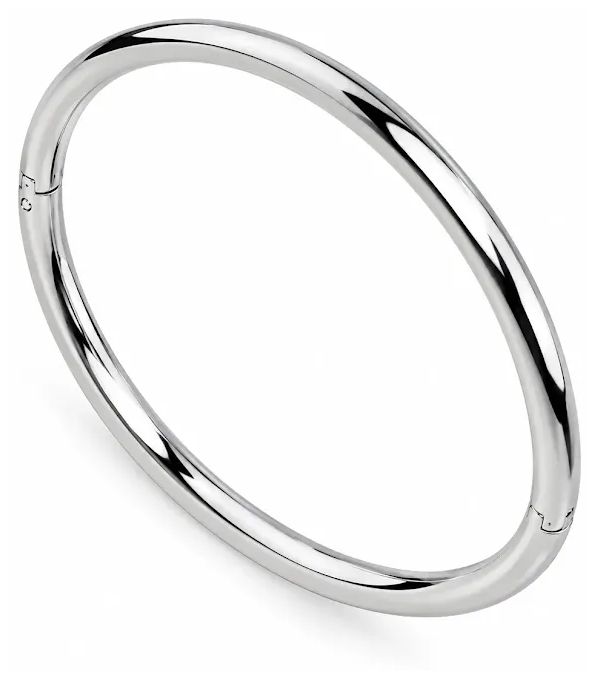 D.LOUISE YBB-014-SM Classic Oval Bangle Silver Tone 4mm Jewellery