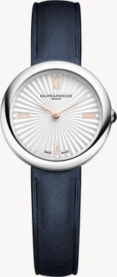 Baume & Mercier Joia de Baume & Mercier Quartz (28mm) Silvery Sun-Satin Dial / Midnight Blue Calfskin Strap 10847