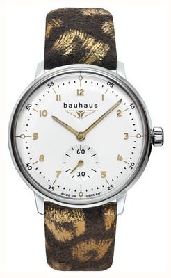 Bauhaus Classic Small-Seconds Quartz (35mm) White Dial / Leopard Print Leather Strap 20371