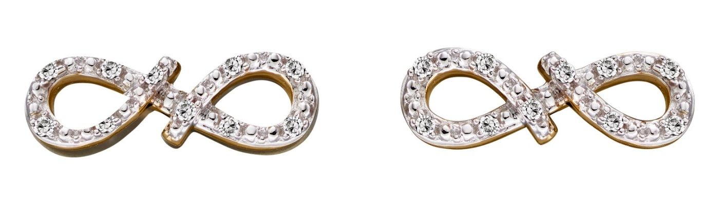 Elements Gold GE2286 9k Yellow Gold Diamond Infinity Stud Jewellery