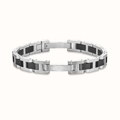 Herbelin Cap Camarat Bracelet - Brushed Stainless Steel And Black Sandblasted Ceramic - 10mm (Adjustable) BCC10ABCN