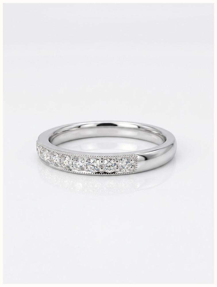 0.33ct Round Brilliant Natural Diamond Platinum Half Eternity Ring HET100073 - alternate view 2