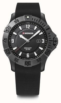 Wenger Seaforce 43mm | Black Rubber Strap | Black Dial | 01.0641.134