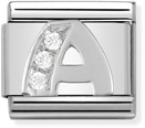 Nomination Classic Letter A Sterling Silver & Steel Cubic Zirconia Charm 330301/01