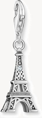 Thomas Sabo Silver Charm Pendant With Eiffel Tower And White Zirconia 2074-643-21