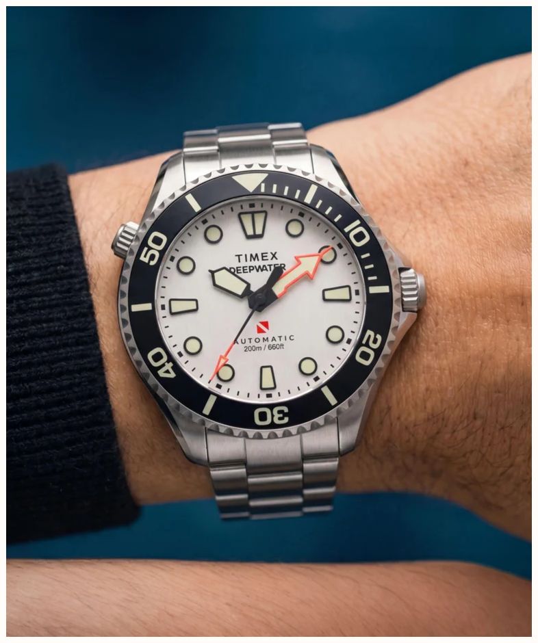 Timex DEEPWATER MERIDIAN Mens Stainless Steel Bracelet With White Dial TW3A01600 - alternate view 5