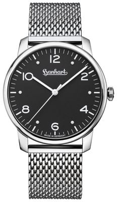 Hanhart PIONEER Silva (38.5mm) Black Dial / Milanese Mesh Stainless Steel Bracelet 782.210-9428