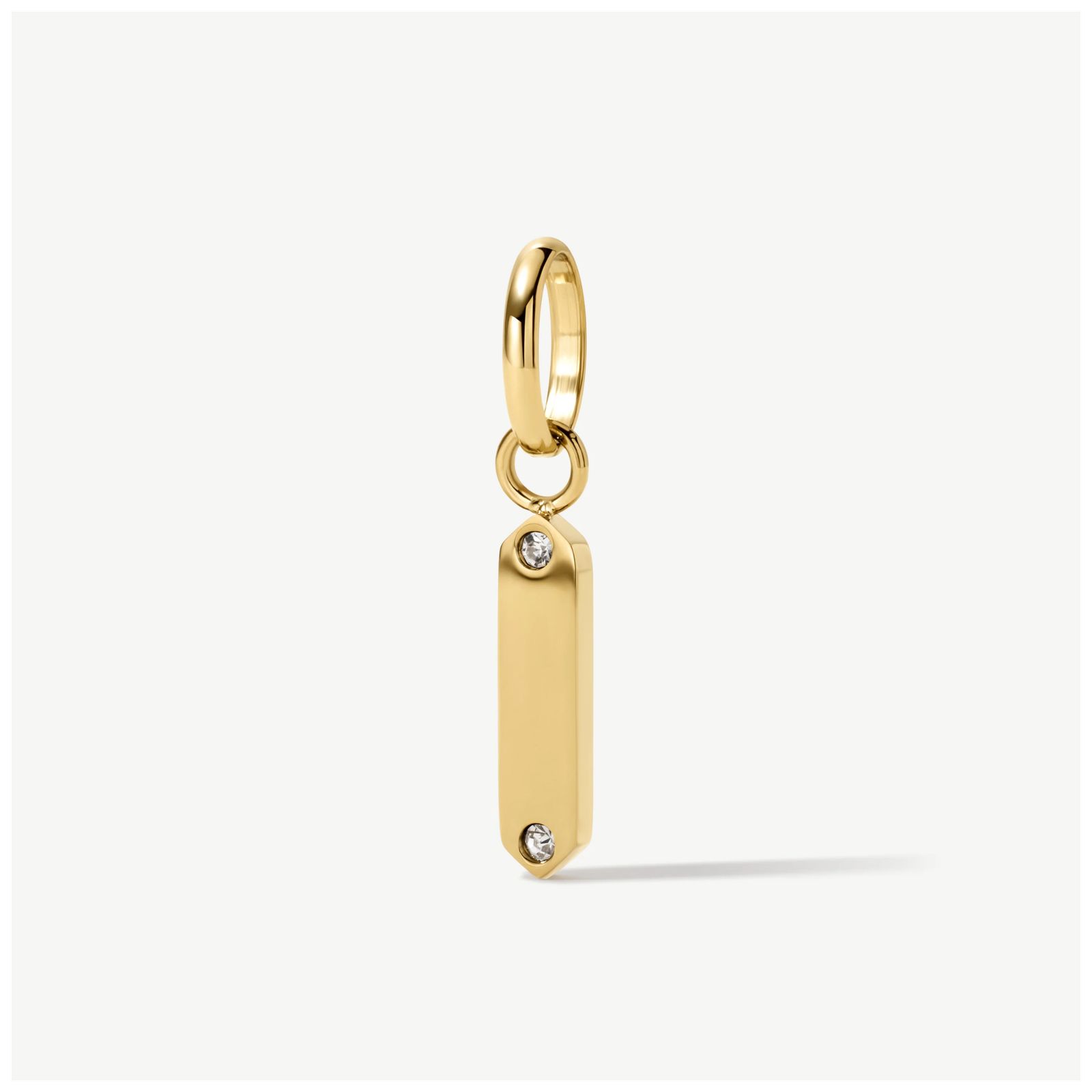 D.LOUISE CH-29 Gold Tone White Stone Mini Tag Charm Jewellery