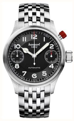 Hanhart PIONEER MonoScope Automatic Chronograph (45mm) Black Dial / Stainless Steel Bracelet 732.210-6428