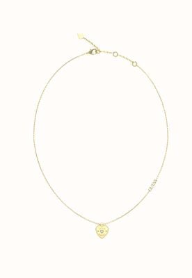Guess Amore Ladies Gold Tone Crystal Heart Necklace 18 Inch UBN05056YG