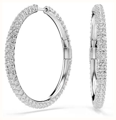 Swarovski Dextera hoop earrings, Round cut, White, Rhodium plated 5754156
