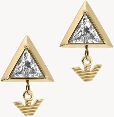 Emporio Armani Gold-Tone Stainless Steel Crystal-Set Triangle Stud Earrings EGS2900710