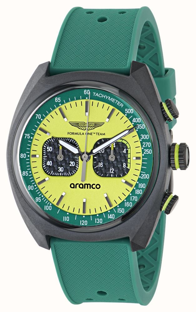 Aston Martin Aramco Formula One™ Team DWF Quartz Chronograph (43mm) Yellow Dial / Podium Green Silicone Strap MTFD2F603 - alternate view 2