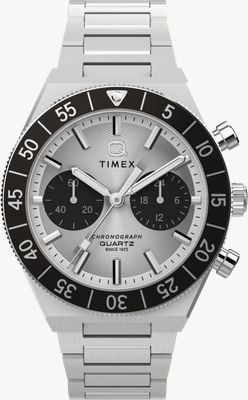 Timex Q Timex Continental Chronograph (40mm) Silver Dial / Stainless Steel Bracelet TW2Y55800
