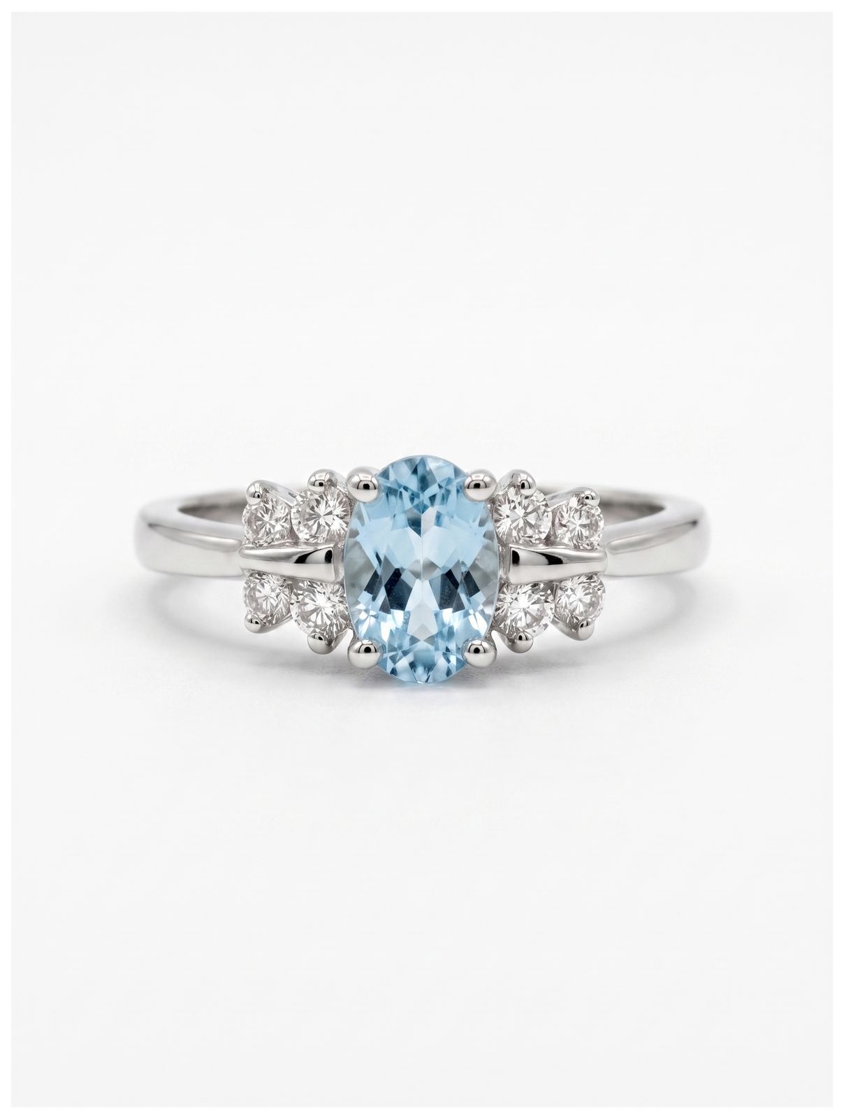 James Moore & Co J81277 18ct White Gold Diamond And Aqua Jewellery