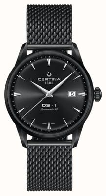 Certina Men's DS-1 Powermatic 80 (40mm) Black Dial / Black Stainless Steel Mesh Bracelet C0298073305100