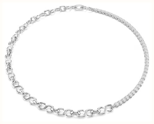 Swarovski Matrix necklace, S-shape, Round cut, White, Rhodium plated 5747732