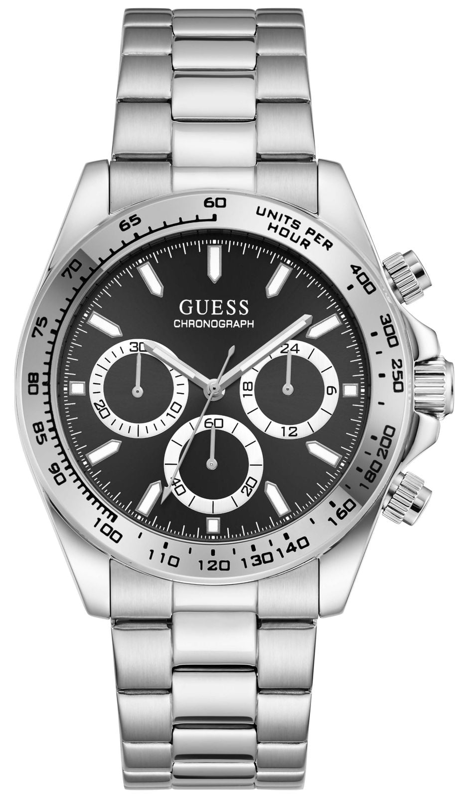 Guess GW1058G8 Men's Arthur Black Sunray Dial Silver-Tone Watch