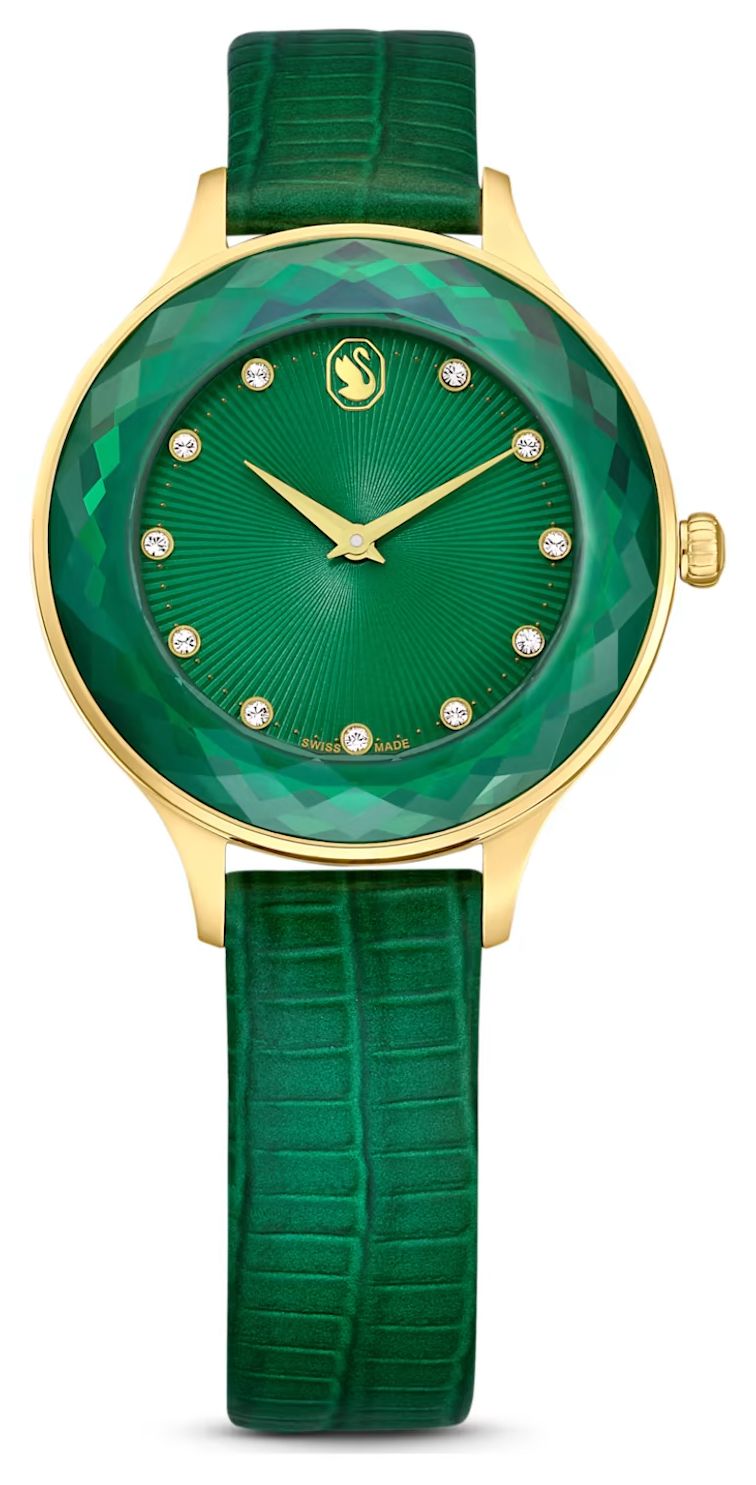 Swarovski 5650005 Octea Nova | Leather Strap | Green | Gold- Watch