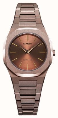 D1 Milano Ultra Thin Chocolush (30mm) Brown Sunray Dial / Brown PVD Stainless Steel Bracelet UTBL38