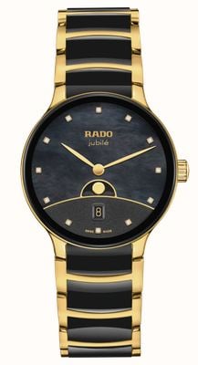 RADO Centrix Moonphase (35mm) Black Mother-of-Pearl Dial / Black High-Tech Ceramic & Gold PVD Steel R30233942