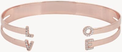 Mya Bay Rose Gold PVD Plated "love" Bangle With Stones JC-LO-01.P