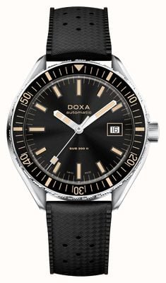 DOXA SUB 200 II Sharkhunter (44mm) Black Sunray Dial / Black Vintage-Inspired Rubber Strap 795.10.101.20