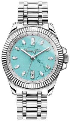 Thomas Sabo Divine Crystal (33mm) Imitation Turquoise Dial / Stainless Steel Bracelet WA0435-201-209-33