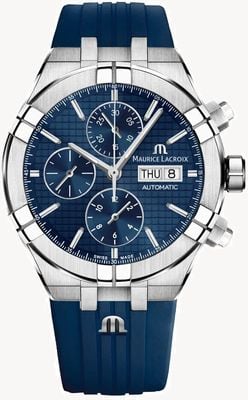 Maurice Lacroix Aikon Automatic Chronograph Day/Date (44mm) Blue Dial / Blue Rubber AI6038-SS000-430-4