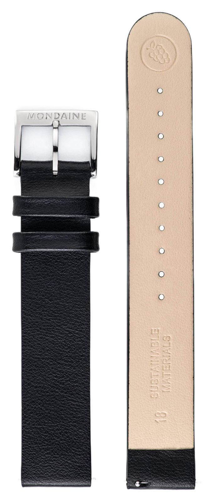 Mondaine FG311820QXL Black Vegan Leather Grape Strap Only XL Watch