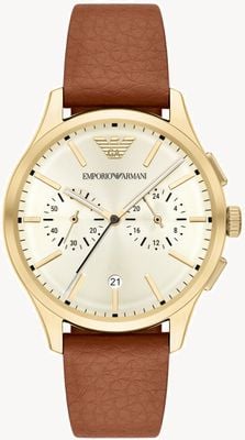 Emporio Armani Quartz Chronograph (42mm) Creme Dial / Brown Leather Strap AR11714