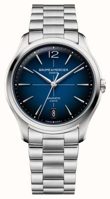 Baume & Mercier Clifton Baumatic (39mm) Gradient Blue Lacquered Dial / Stainless Steel Bracelet Watch 10792