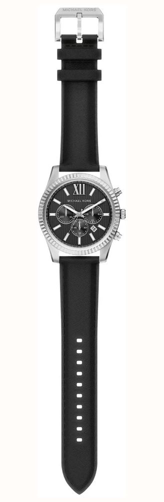 Michael Kors Men's Lexington Chronograph Black Leather Stainless Steel Dial MK9297 - alternate view 5