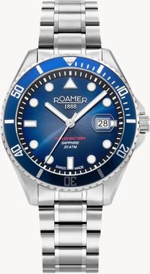 Roamer Pro Diver 200 Power-Battery (43mm) Blue Dial / Stainless Steel Bracelet 969845 41 45 20