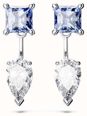 Swarovski Mesmera Jacket-Style Earrings Rhodium Plated White and Blue Crystals 5665767
