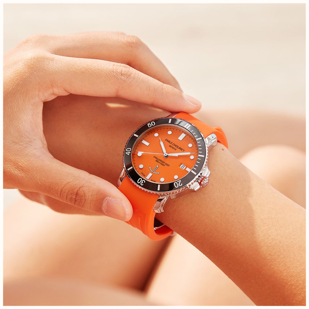 Emile Chouriet Challenger Deep Automatic (42.5mm) Orange Dial / Orange Silicone Strap 08.1169.G.6.AW.F3.8 - alternate view 9