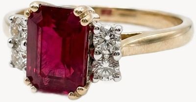 Perfection Diamond 9ct Yellow Gold Ruby Diamond Ring J54512